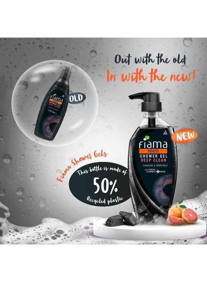 Fiama Men Body Wash Shower Gel Deep Clean, 500ml, Body Wash for Men with Goodness of Charcoal & Grapefruit for Fresh & Bright Skin - Image 2